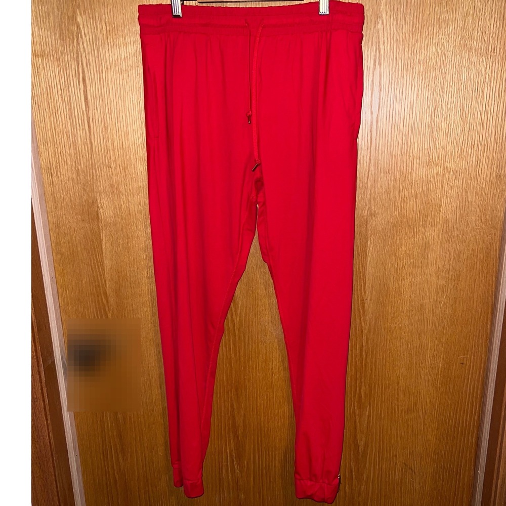 Zyia Active Joggers Womens L Red Excellent Ankle Zip Drawstring Athletic Pants